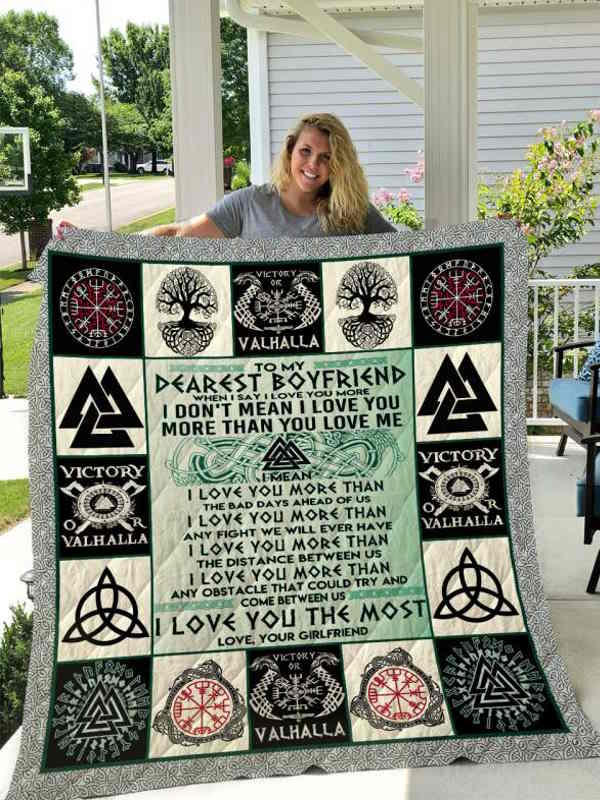 Viking To My Boyfriend Love Girlfriend Quilt Blanket