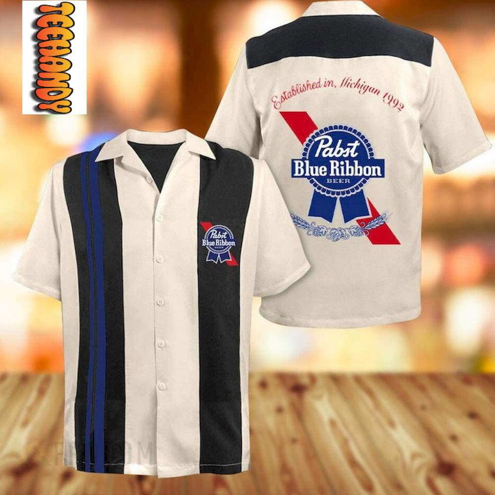 Vintage Beige Pabst Blue Ribbon Hawaii Shirt