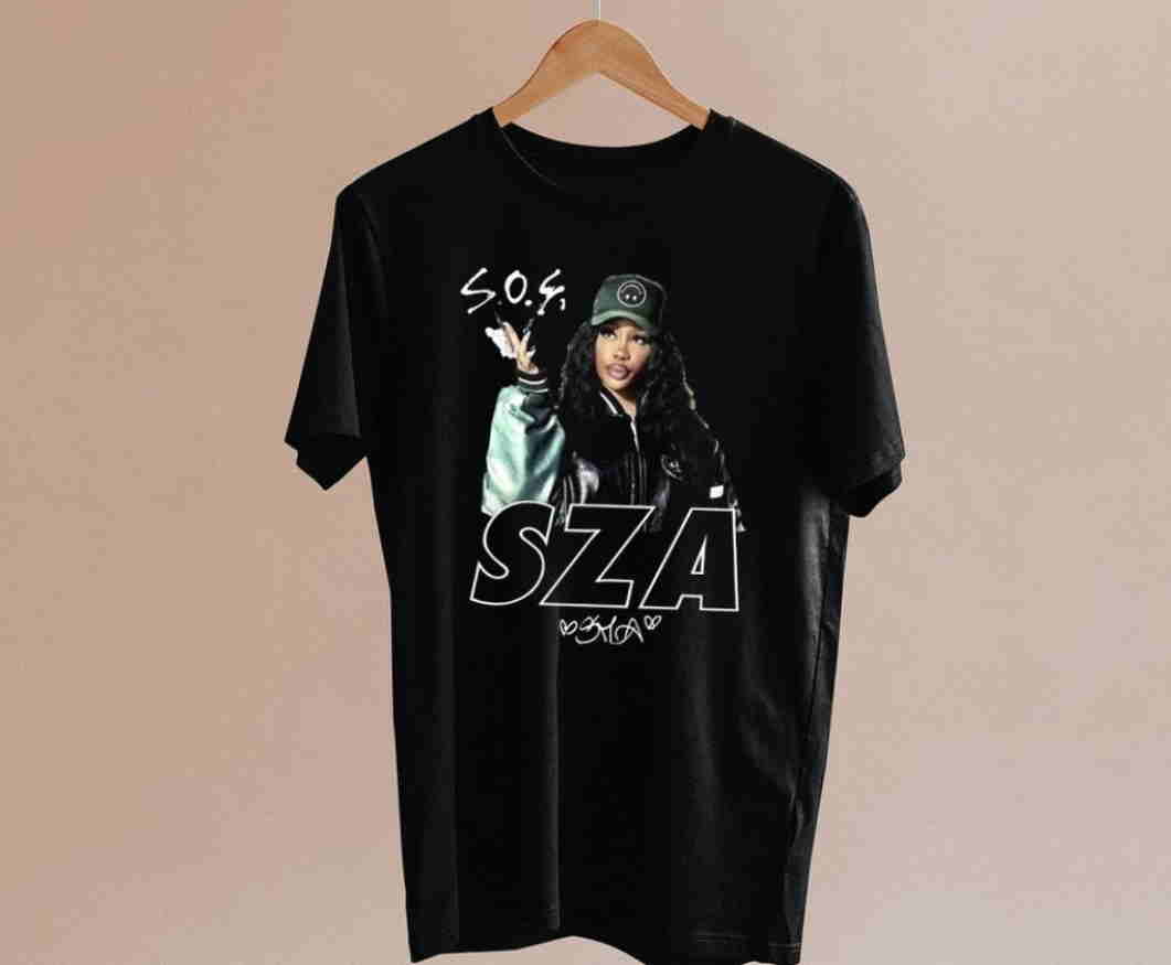 Vintage SZA Album SOS With Signature Black Tshirt, SZA Singer Retro Shirt