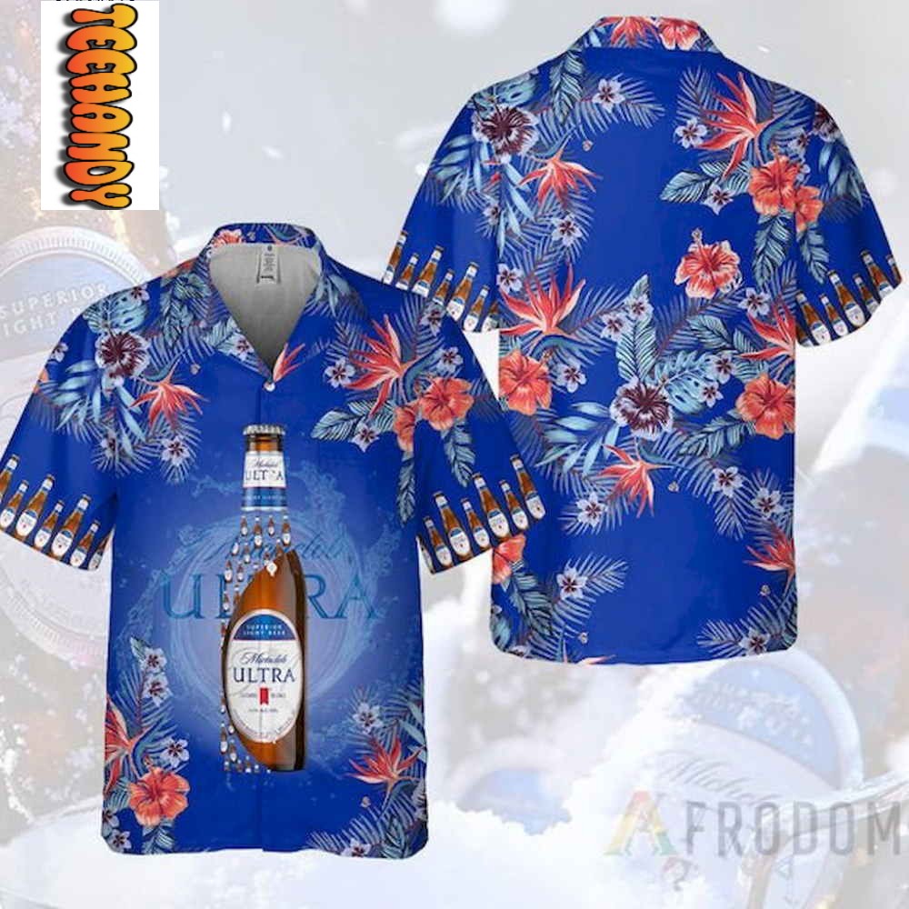 Vintage Tropical Hibiscus Michelob ULTRA Hawaii Shirt