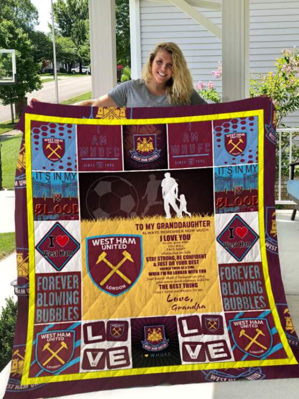 West Ham United F.C To My Granddaughter Love Grandpa Quilt Blanket