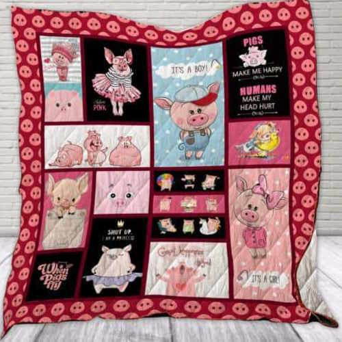 When Pigs Fly 3D Quilt Blanket