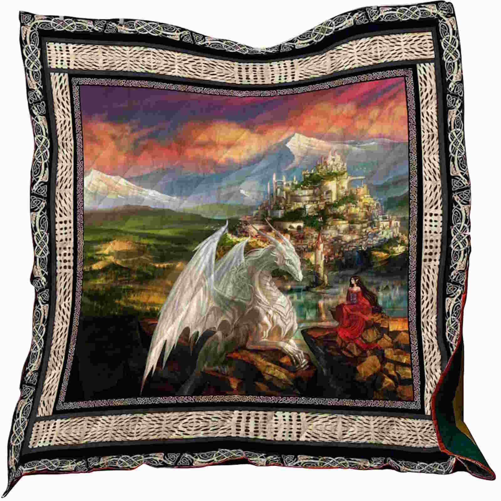 White Dragon 3D Quilt Blanket