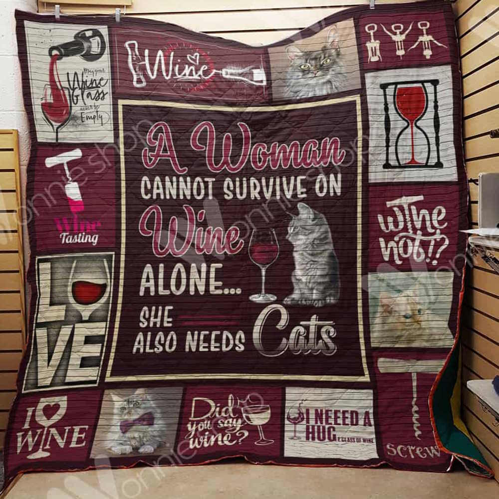 Wine Cat 3D Quilt Blanket