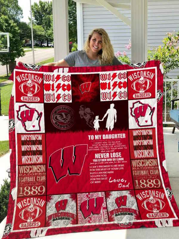 Wisconsin Badgers To My Daughter Love Dad 3D Quilt Blanket