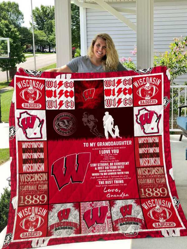 Wisconsin Badgers To My Granddaughter Love Grandpa Quilt Blanket