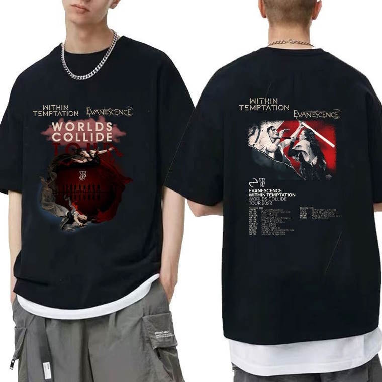 Within Temptation Evanescence Shirt, Tour 2022 UK England Worlds Collide Shirt