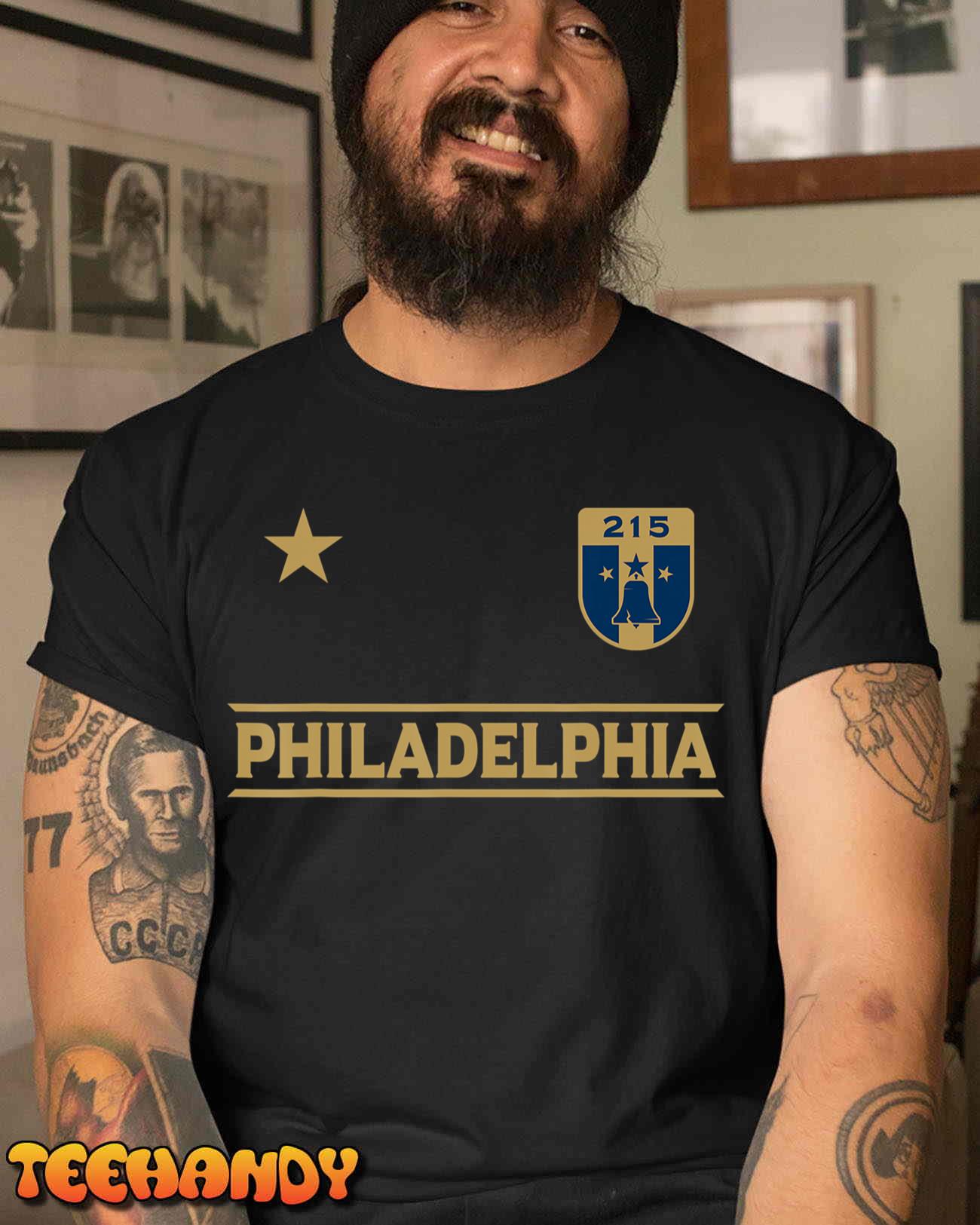 215 Philadelphia Area Code Badge with Star T-Shirt