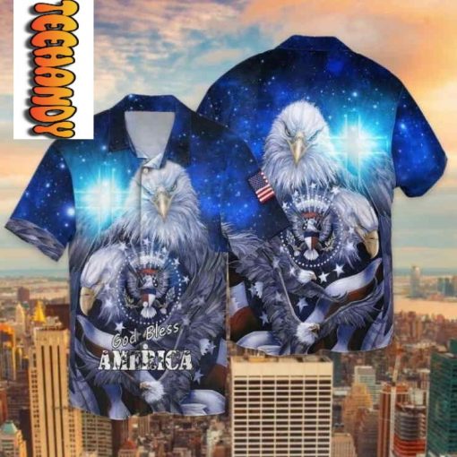 4th Of July Independence Day Amercan Eagle God Bless America Hawaiian Shirt