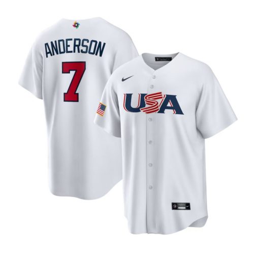 USA Baseball Tim Anderson White 2023 World Baseball Classic Replica Player Jersey