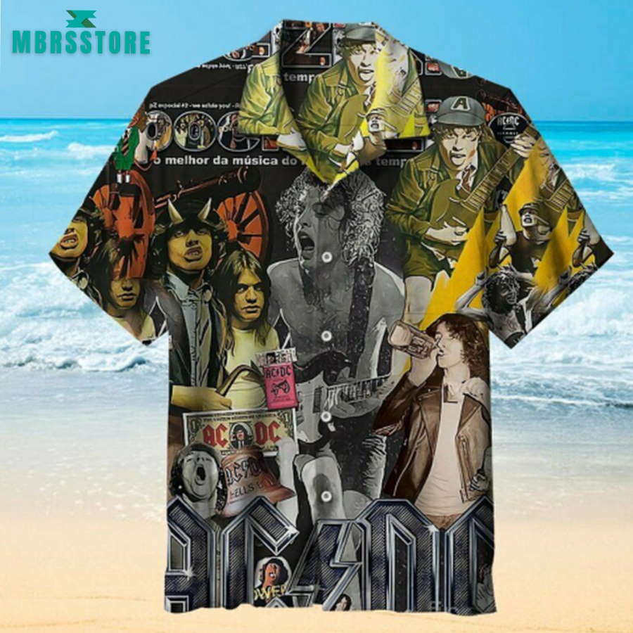 AC DC Band Short Sleeve Summer Acdc Button Up Unisex Short Rock Hawaiian Shirt