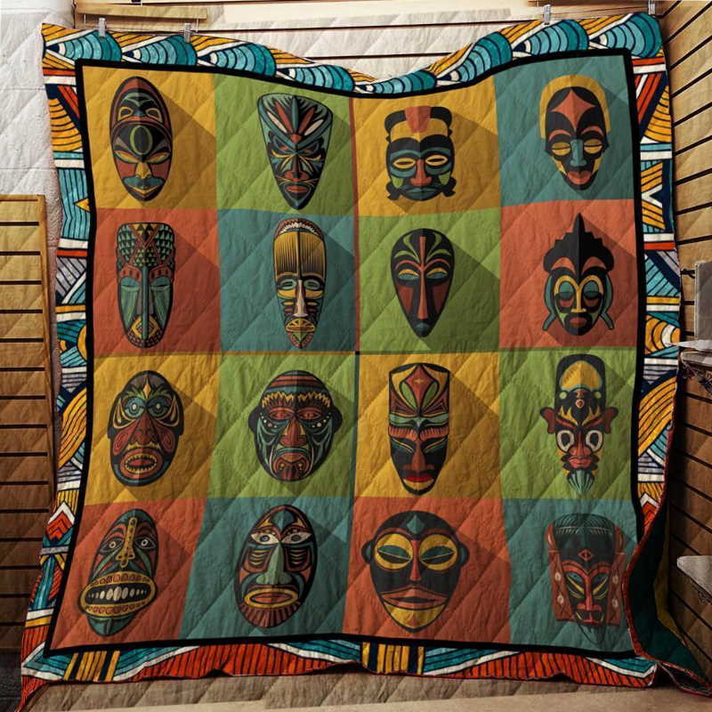 African Ethnic Tribal Mask Customize Quilt Blanket