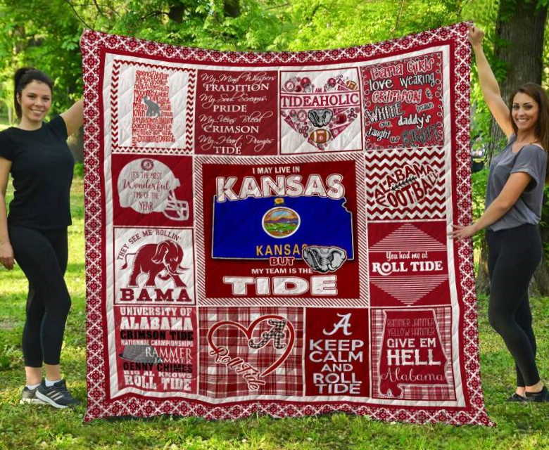 Alabama Crimson Tide Kansas 3D Customized Quilt Blanket