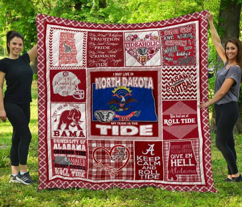 Alabama Crimson Tide North Dakota 3D Customized Quilt Blanket