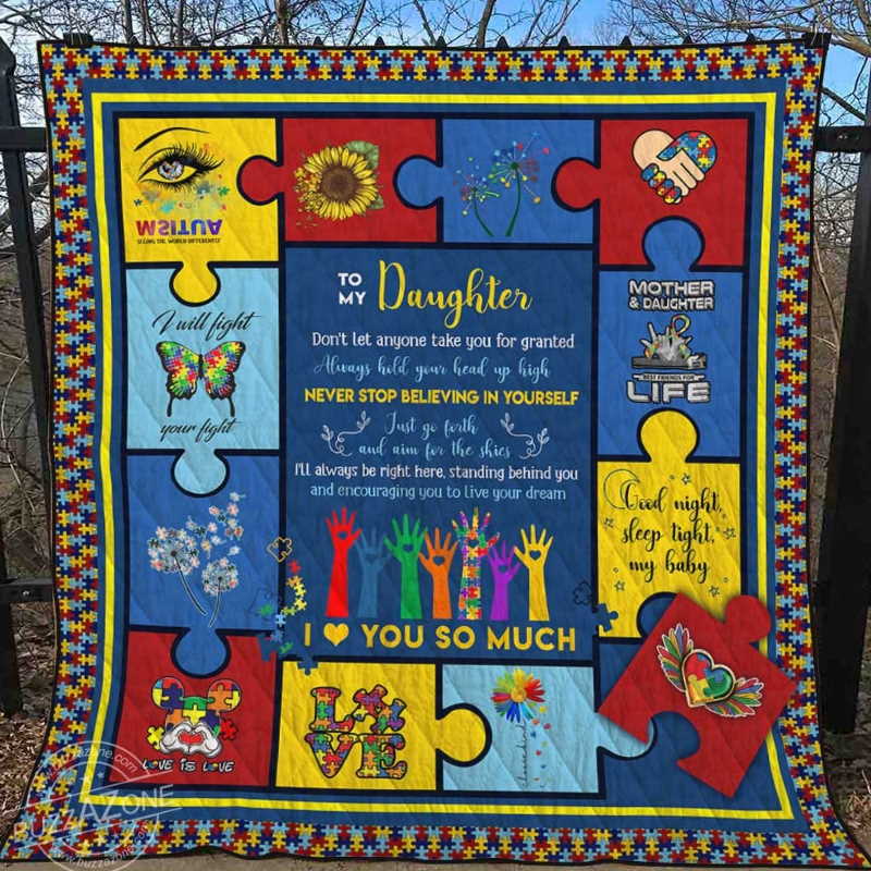 Always Hold Your Head Up High Autism Quilt Blanket