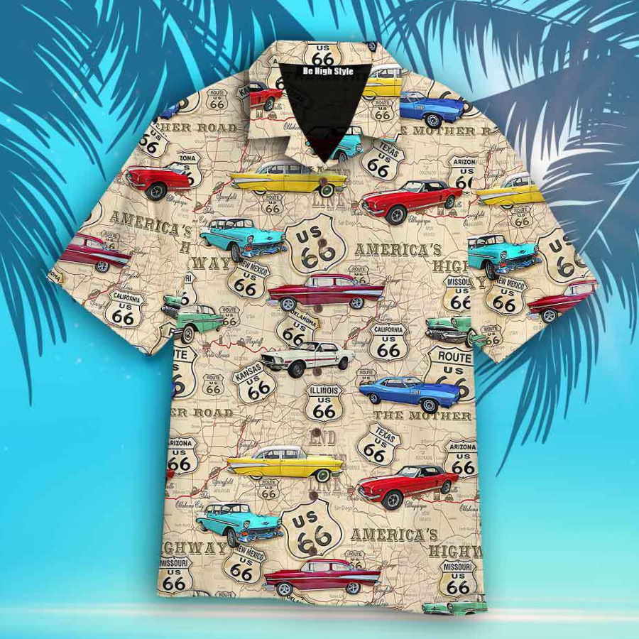 Amazing Vintage Retro Muscle Car On Route 66 Hawaiian Shirt