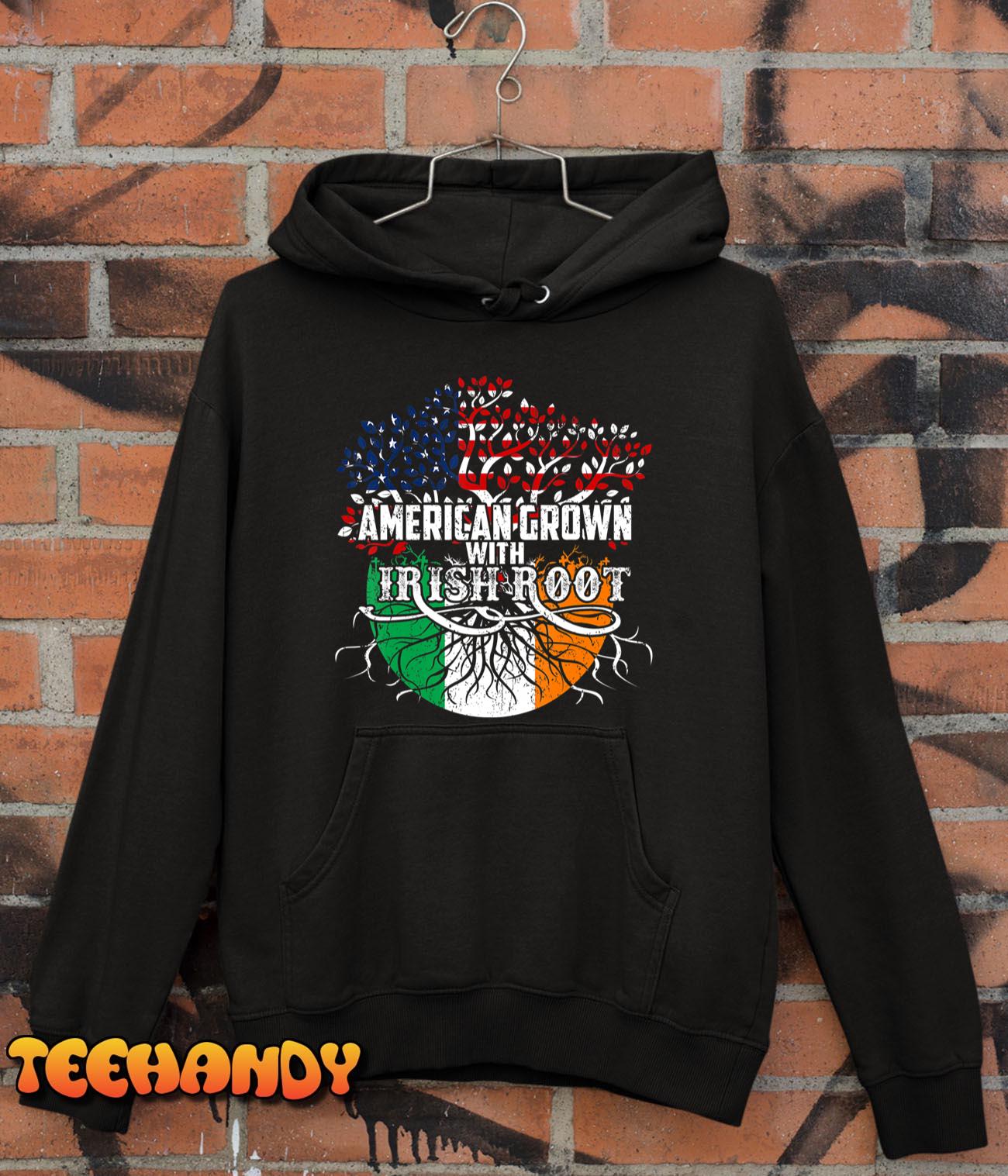 American Grown Irish Root Flag Ireland St Patricks Day T-Shirt