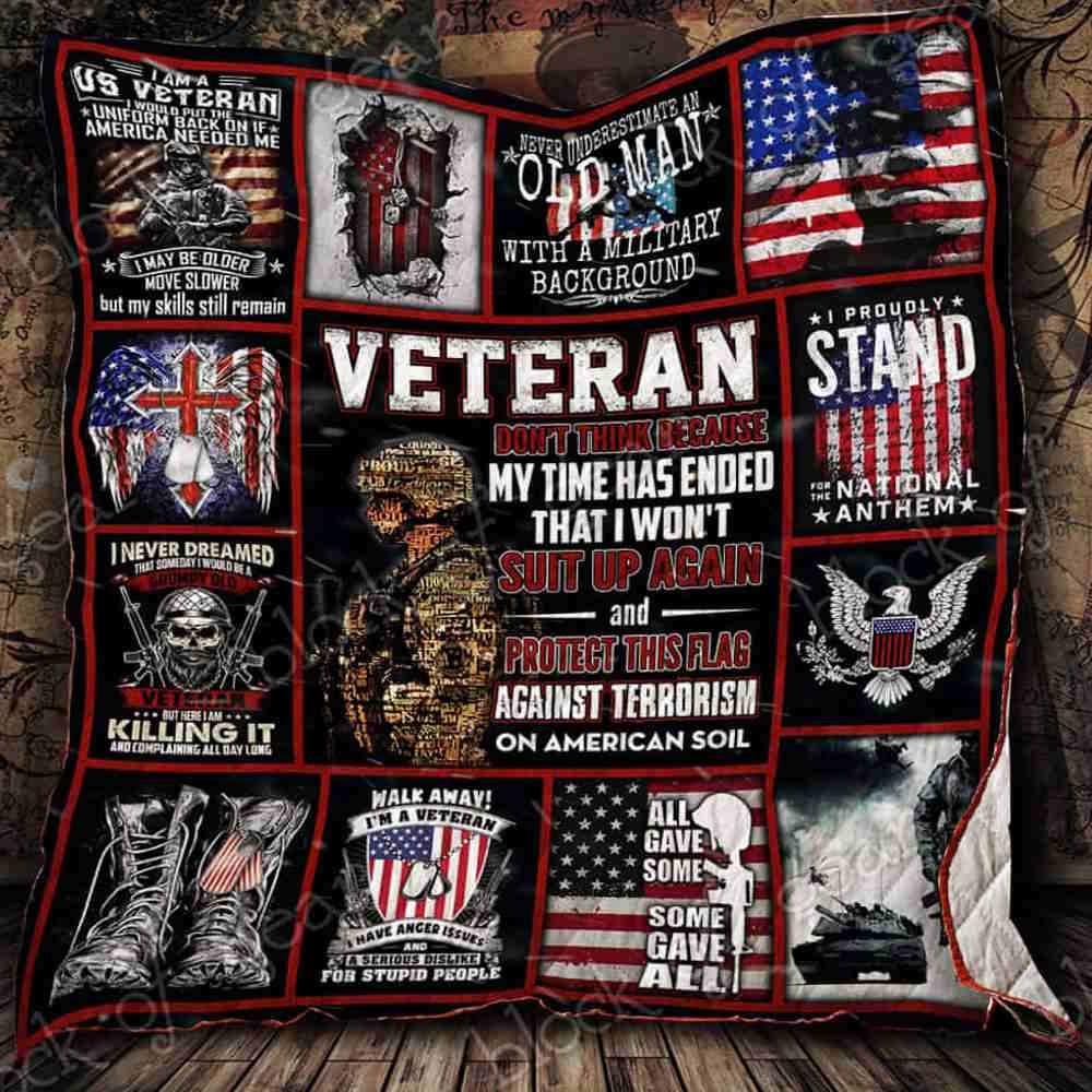 American Proud Veteran 3D Quilt Blanket