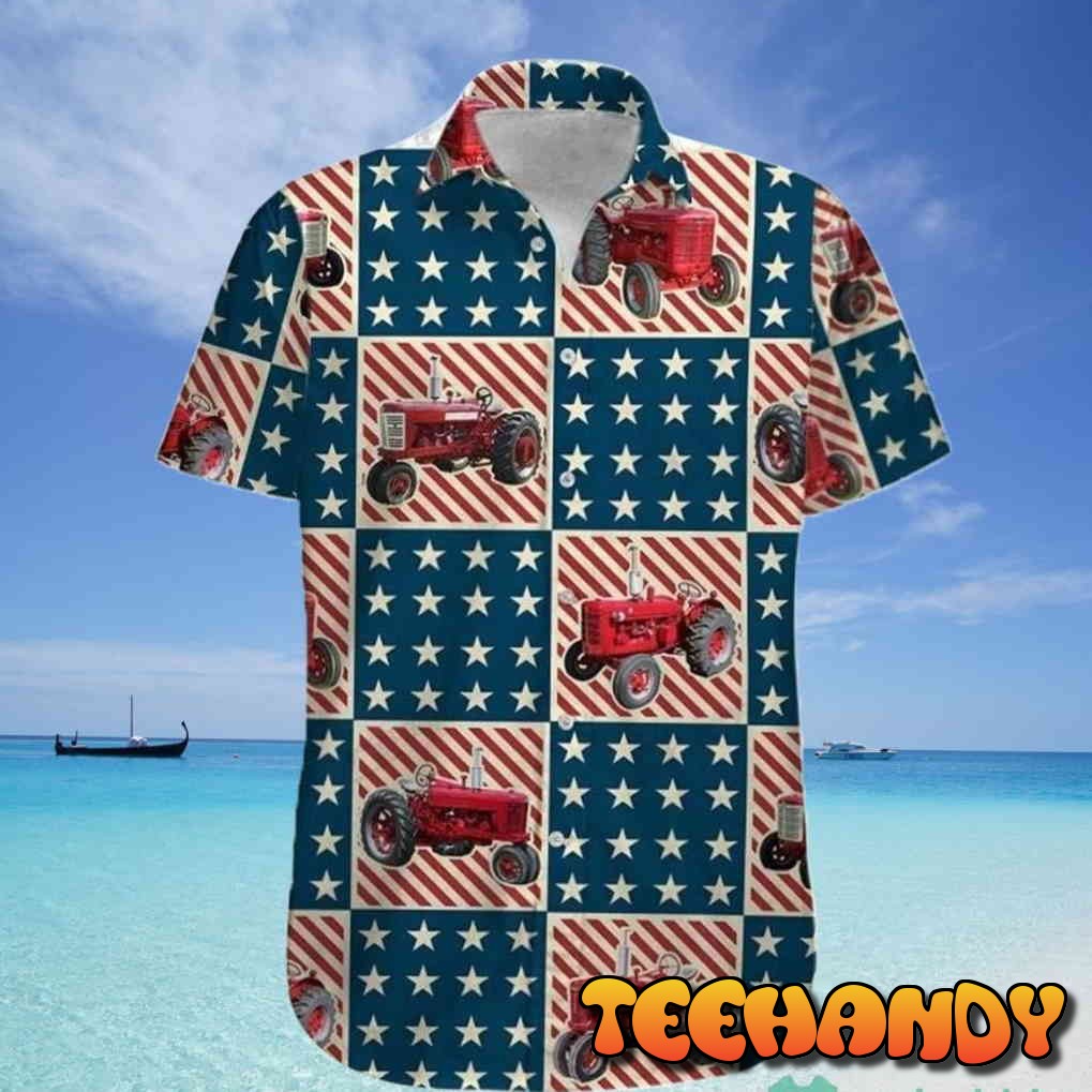 American Tractor 4th of July Aloha Hawaiian Shirt