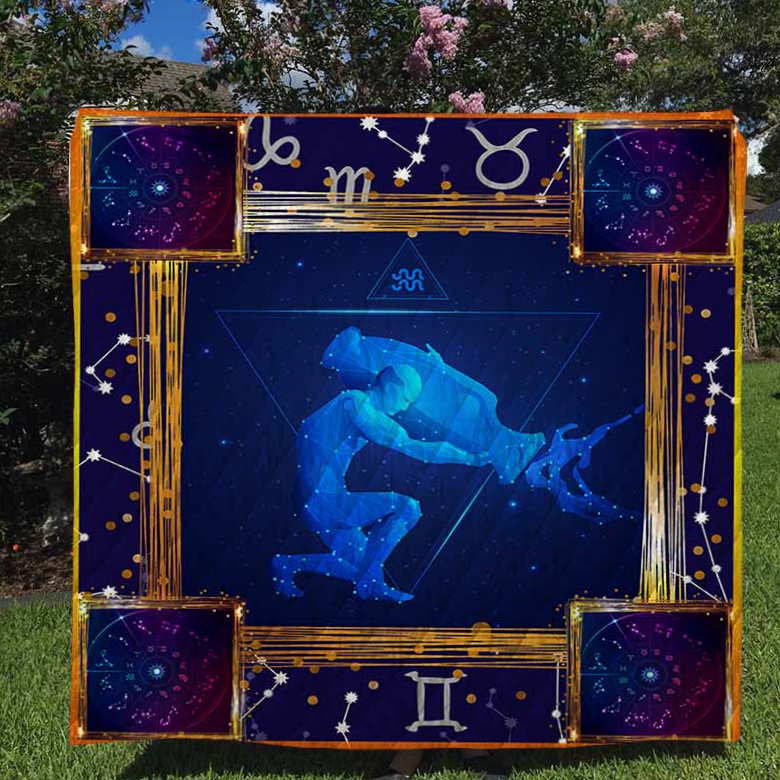 Aquarius Horoscope 3D Customized Quilt Blanket