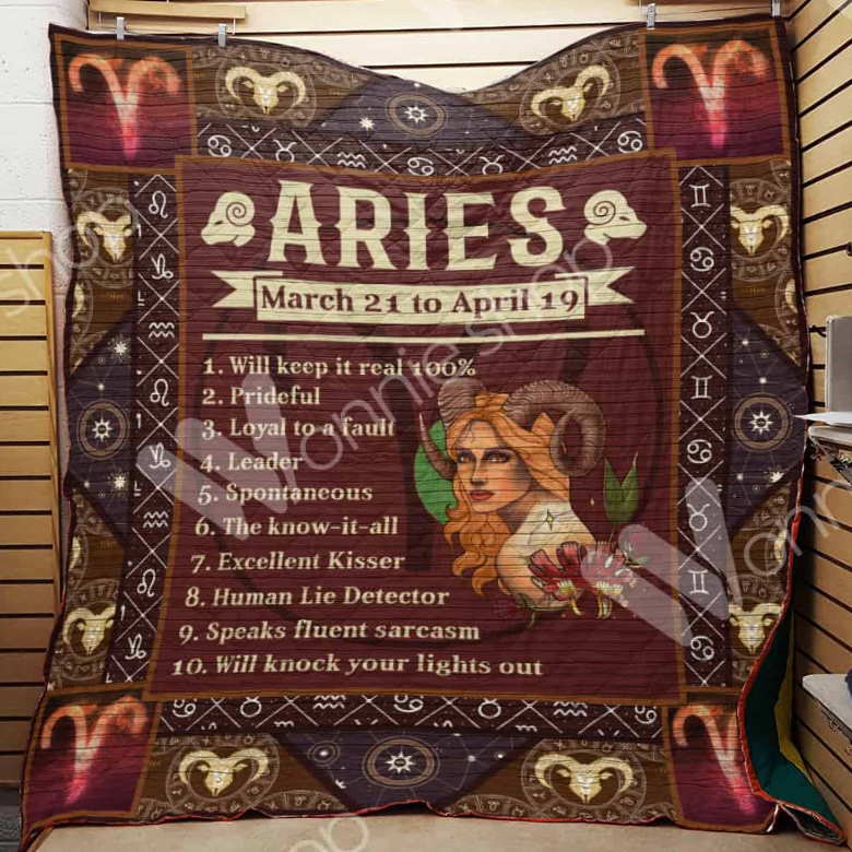 Aries Horoscope 3D Customized Quilt Blanket