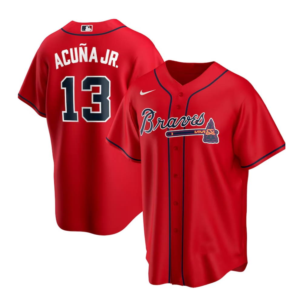 Atlanta Braves Ronald Acuña Jr. Red Alternate Replica Player Jersey