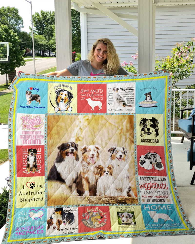 Australian Shepherd Dog 3D Customized Quilt Blanket