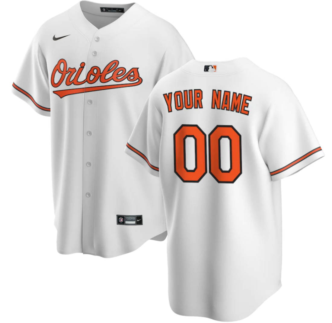 Baltimore Orioles White Home Replica Custom Jersey