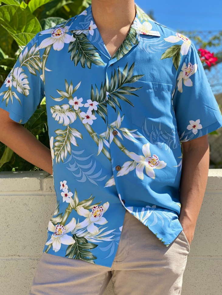 Bamboo Orchid Floral Hawaiian Shirt