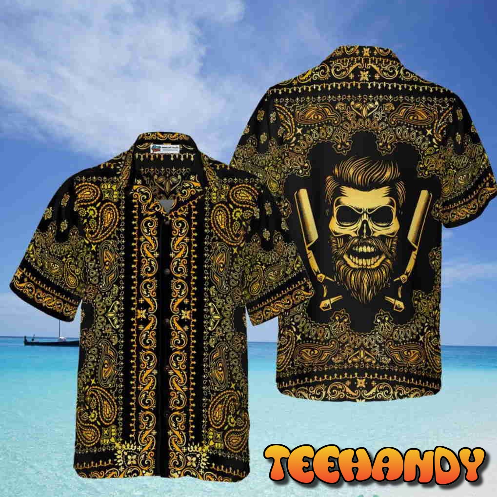 Barber Bandana Style Gold Hawaiian Shirt