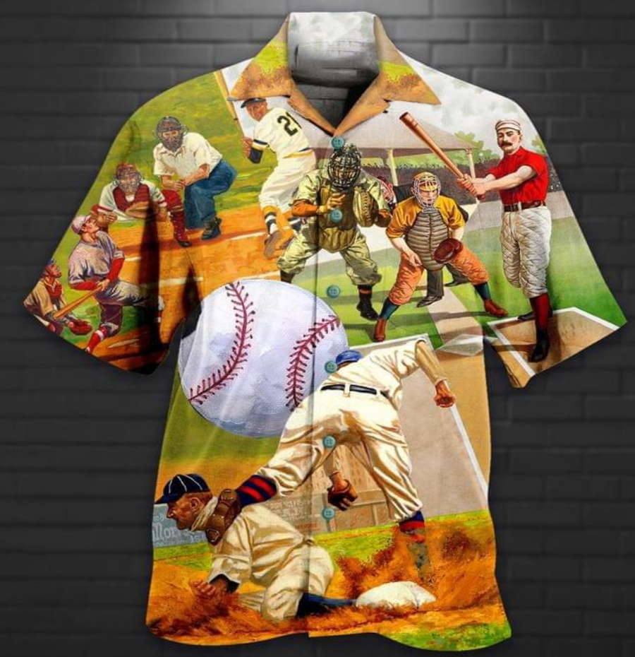 Baseball Print Hawaiian Shirt