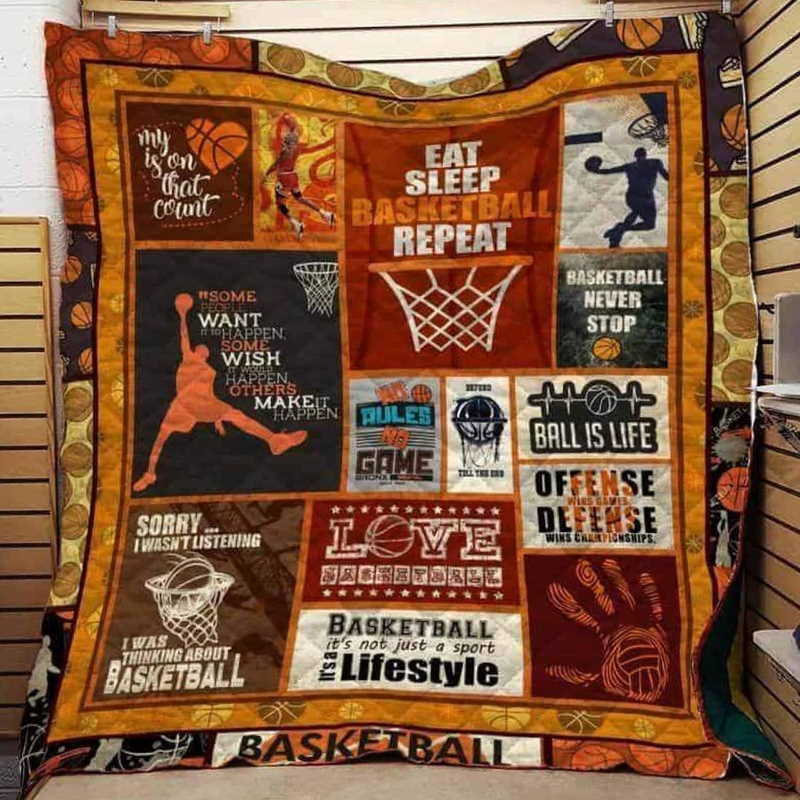 Basketball Eat Sleep Basketball 3D Quilt Blanket