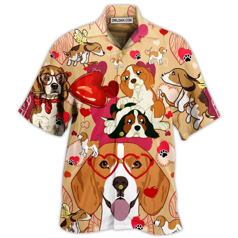 Beagle Dog And Valentine Love You Hawaiian Shirt