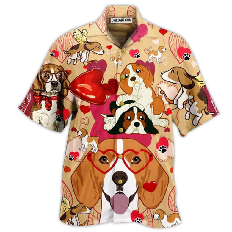 Beagle Dog And Valentine Love You Hawaiian Shirt