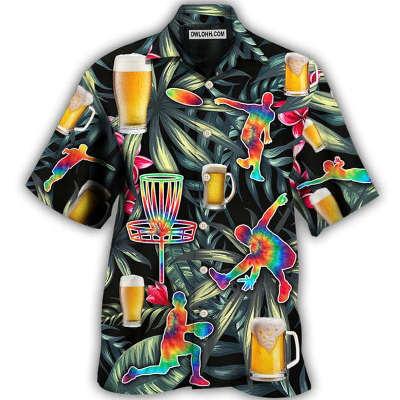 Beer And Disc Golf Tropical Flower Tie Dye Hawaiian Shirt