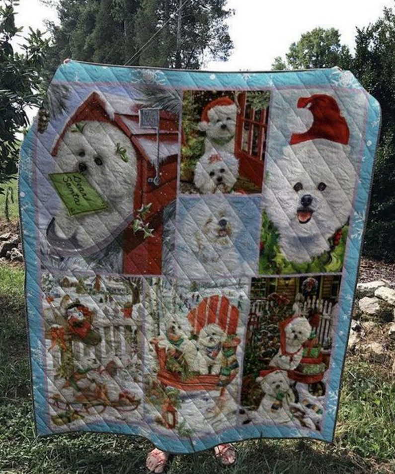 Bichon Frise Xmas 3D Quilt Blanket