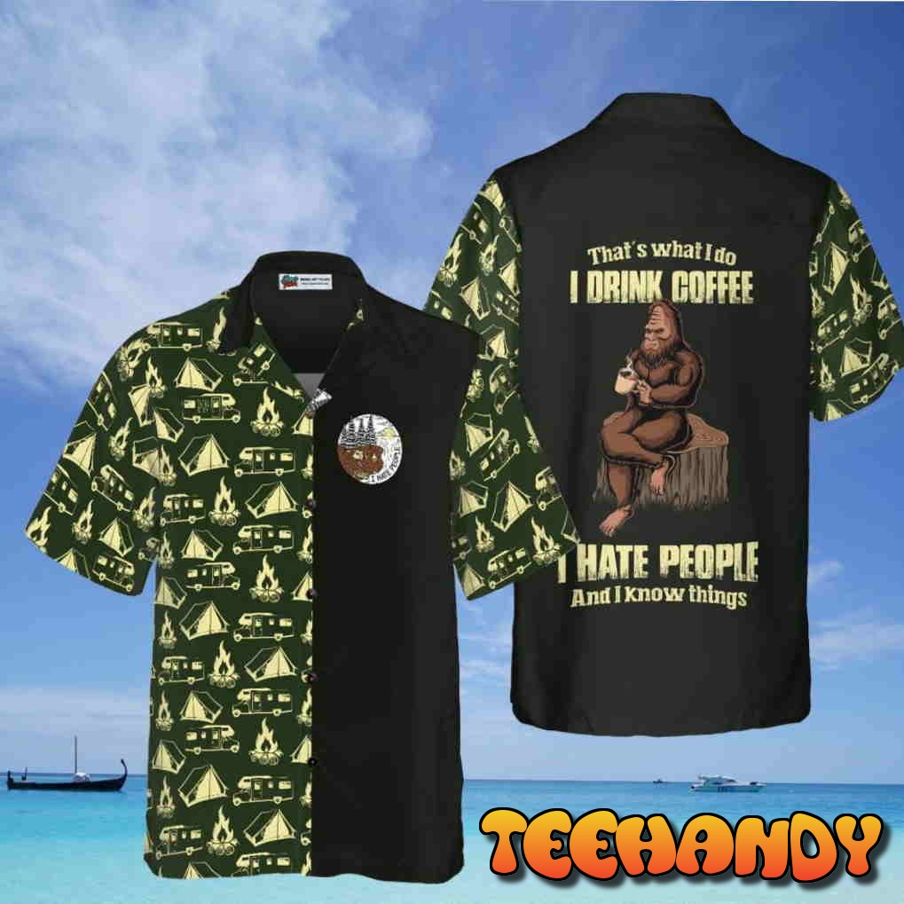 Bigfoot Darryl Drink Coffee And Hate People Bigfoot Hawaiian Shirt