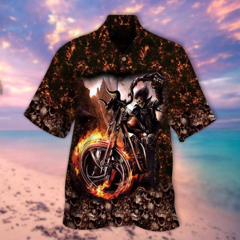 Biker Skull Halloween Hawaiian Shirt For Man And Woman