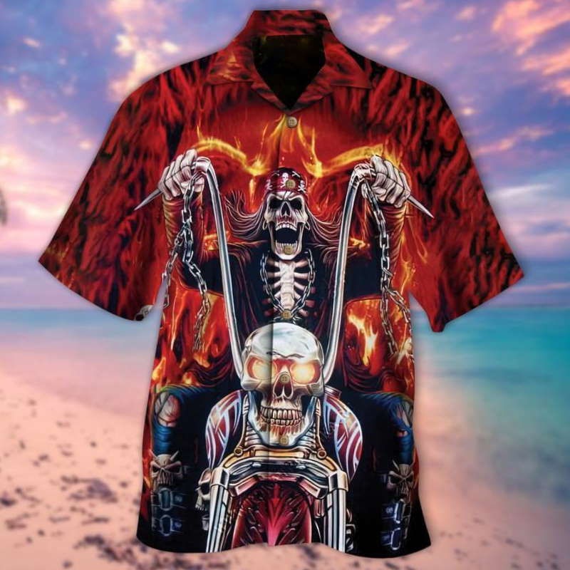 Biker Skull Halloween Hawaiian Shirt