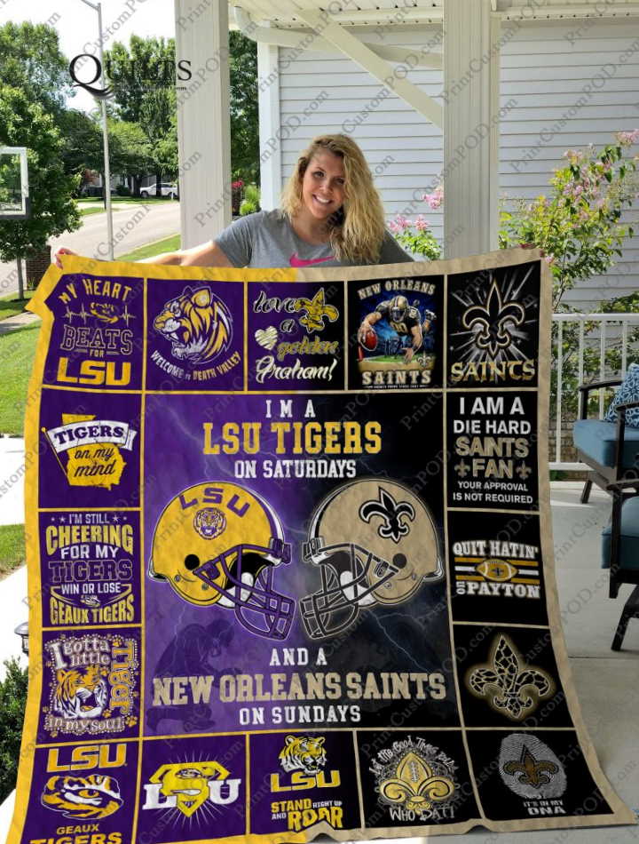 Bl Lsu And Nos 3D Quilt Blanket