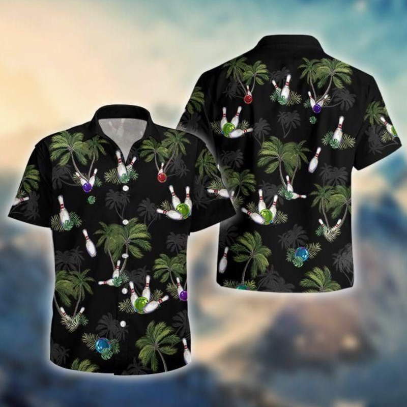 Black Bowling Coconut Hawaiian Shirt