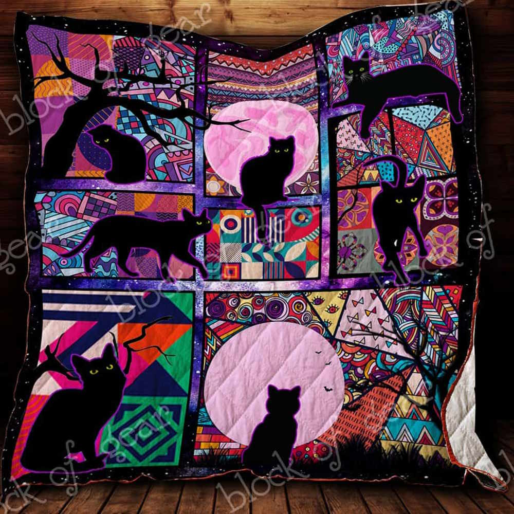 Black Catquilt 3D Quilt Blanket