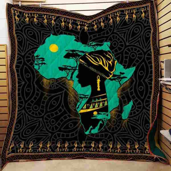 Black Girl Map 3D Quilt Blanket