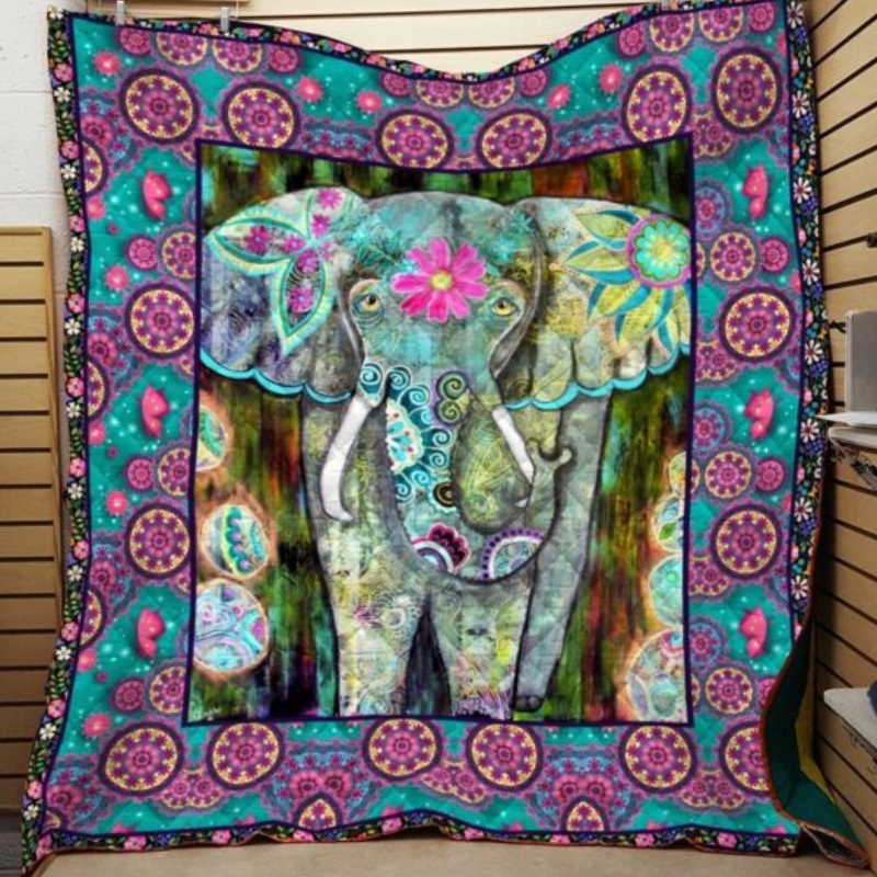 Bohemian Elephant 3D Customized Quilt Blanket