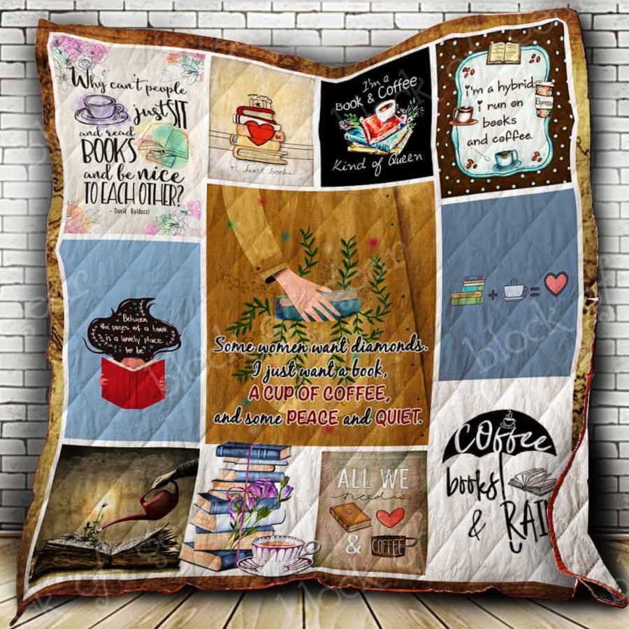 Book, Coffee And Peace 3D Quilt Blanket