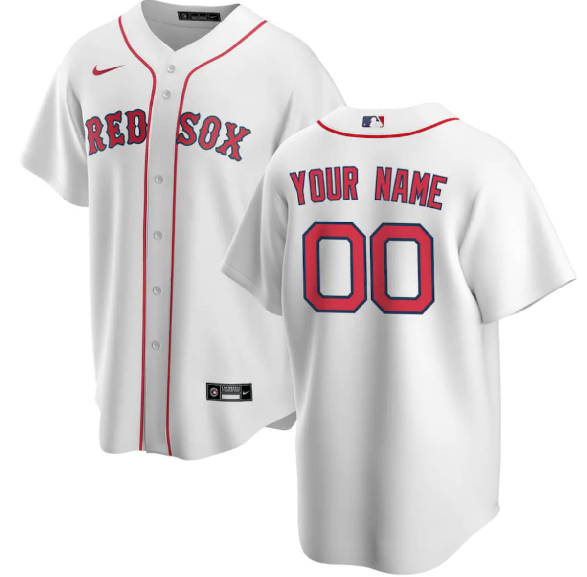 Boston Red Sox White Home Replica Custom Jersey