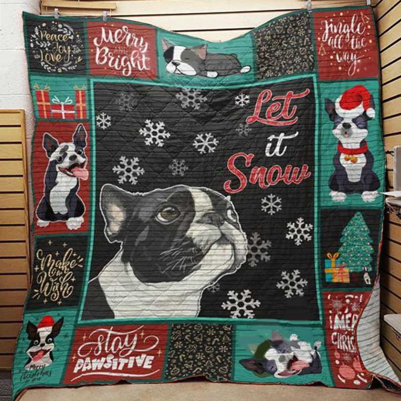 Boston Terrier The Snow Child 3D Quilt Blanket