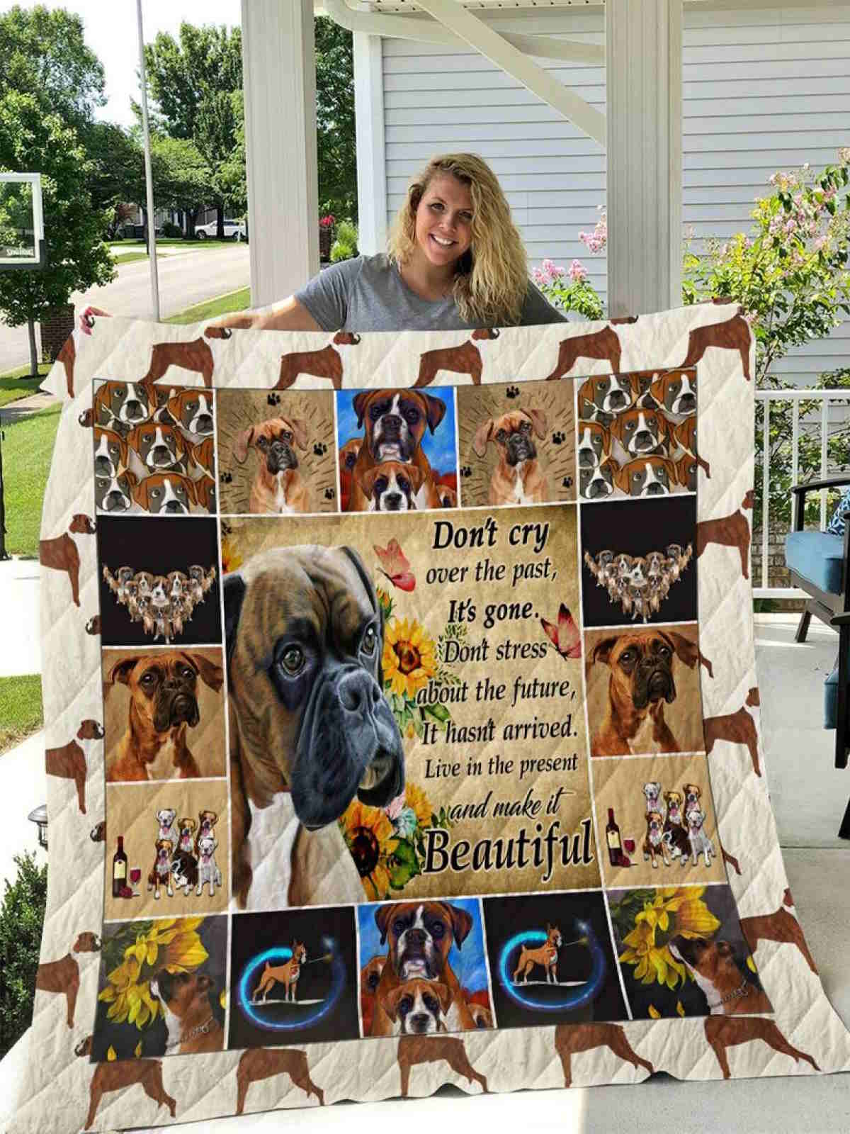 Boxer Don’T Cry Over The Past 3D Quilt Blanket