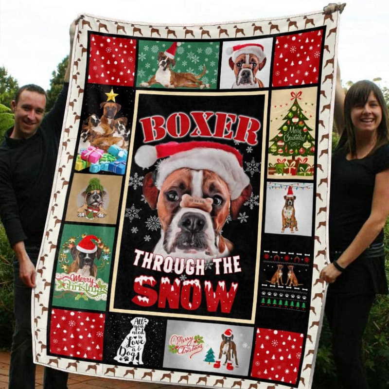 Boxer Through Snow 3D Quilt Blanket