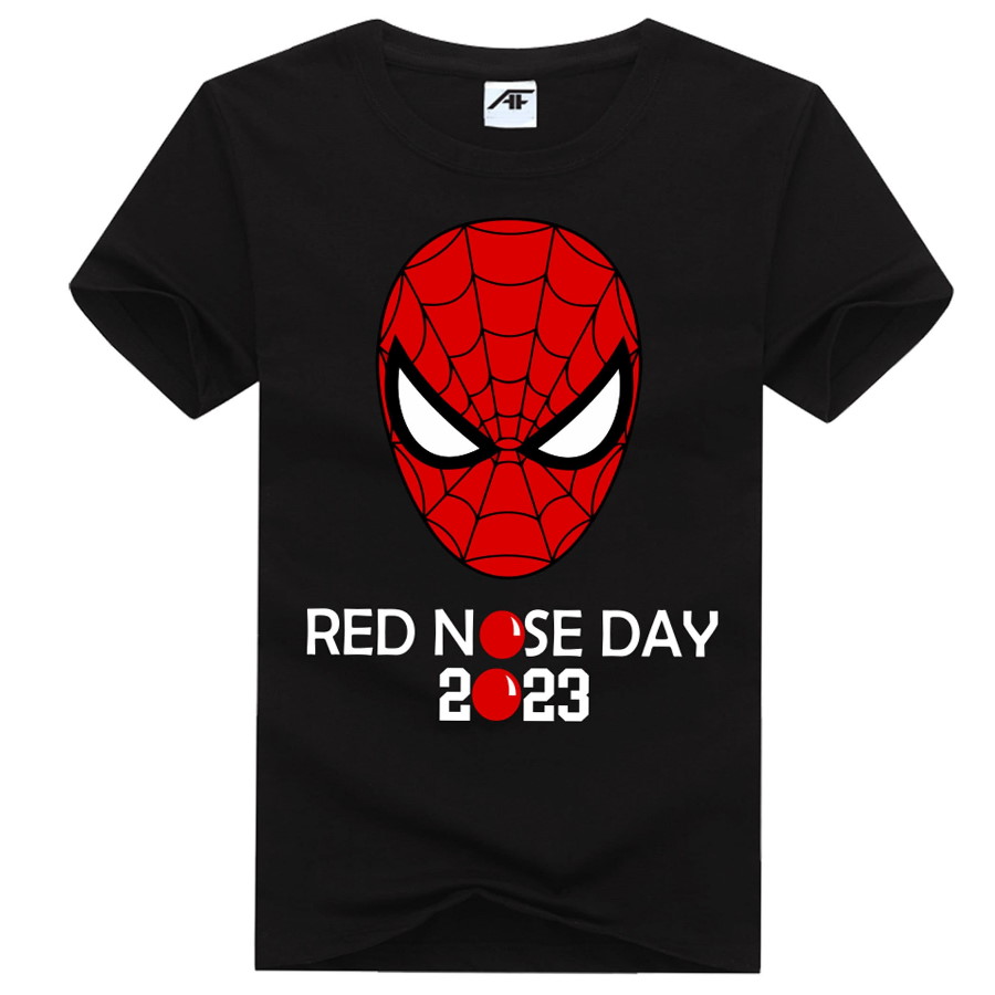 Boys Red Nose Day Spider-Man Face Printed T-Shirt